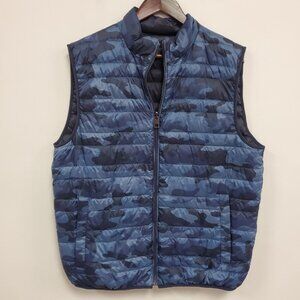 Michael Kors Mens Reversible Down Puffer Vest Size L Blue Lightweight Packable